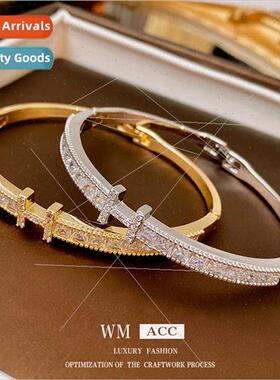 Zirconia Letter H Clasp Bracelet Fashion Commuter Versatile