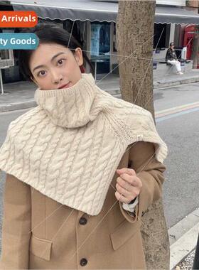 new 2023 high collar head knted scarf female autumn winter K