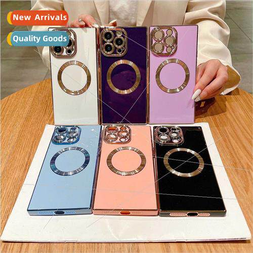 适用Apple 15Pro Square Solid Color Plating CD Pattern Magnet