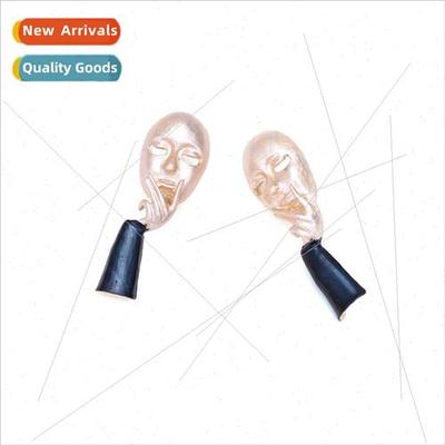 ZA personalized exaggerated abstract human face earrings tem