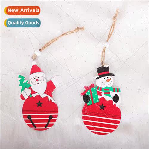 Painted Santa Claus snowman wooden pendant creative colorful