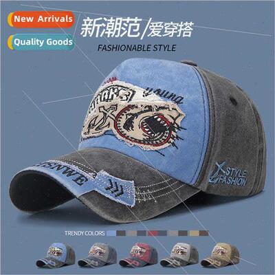 Four seasons  washed retro old bent brim baseball cap men wo