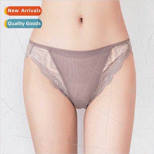 Sexy silk women lace panties summer thin breathable mesh hol