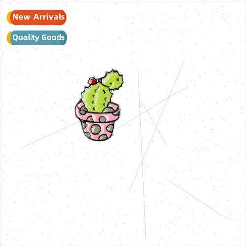Fresh Green Plant Corsage Cactus Flower Alloy Oil Drip Brooc