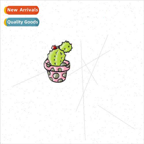 Fresh Green Plant Corsage Cactus Flower Alloy Oil Drip Brooc