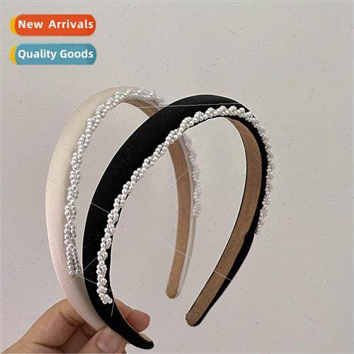 Pearl edge hair band French retro elegant narrow edge sponge