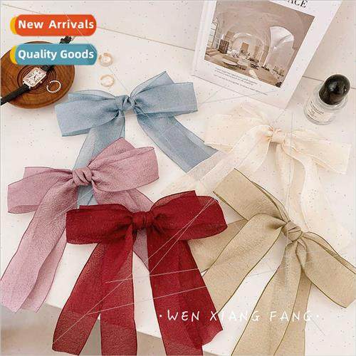 Korean bow hair clips spring autumn ribbon headdress sweet s