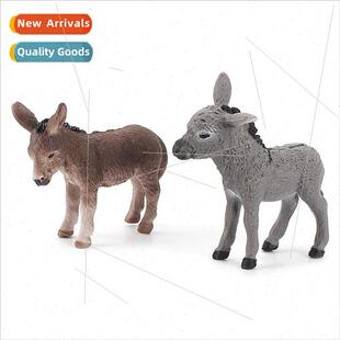 Mini farm livestock gray donkey model children static simula
