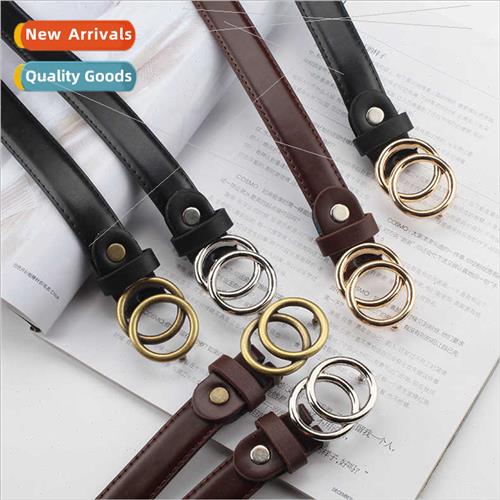 Korea retro double circle thin belt nd simple student jeans