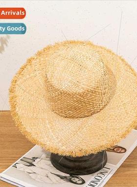 Children raffia straw hat summer small fresh lerature sunsha