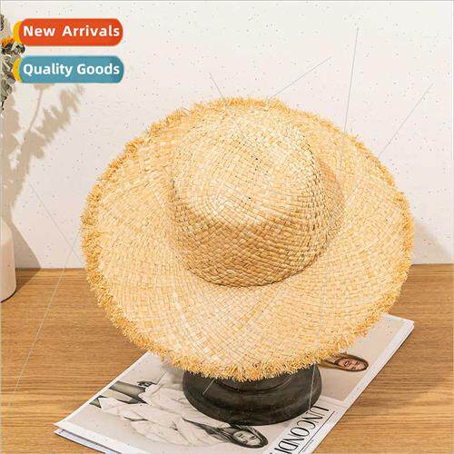 Children raffia straw hat summer small fresh lerature sunsha