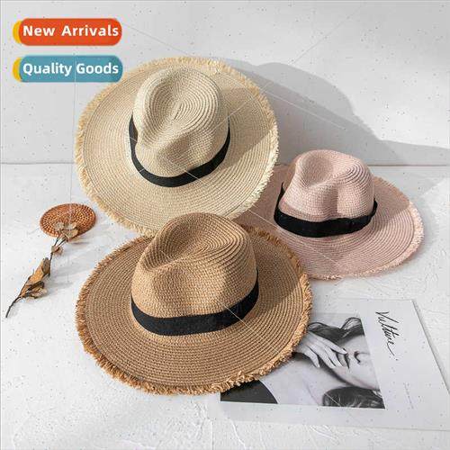 Summer Bowler Hat New Raw Edge Women Large Brim Outdoor Fish