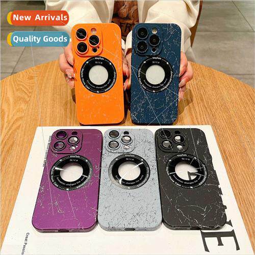 适用Apple 15promax leakage label magnetic marbling phone cas