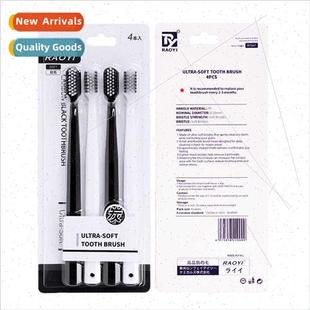 Whe Charcoal Couple Bamboo Black Toothbrushes mple 4pcs