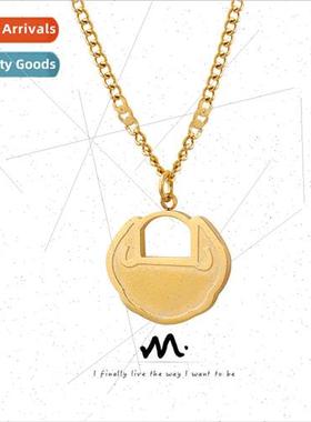 Hundreds cky Lock Necklace Hammered Flat Chain Accessories c