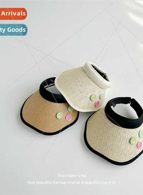 Summer children empty top sun hat lace cute smiley face topl