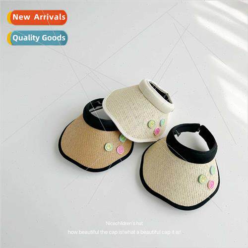Summer children empty top sun hat lace cute smiley face topl