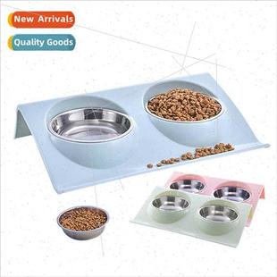stainless steel dog Double double bowl food pet