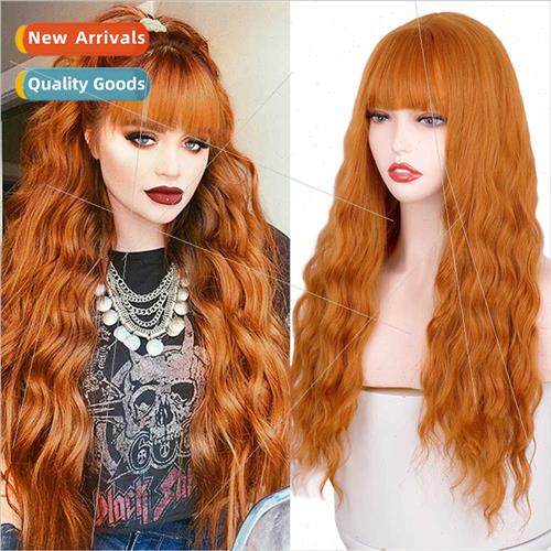 Europe wig bangs long curly water wave pattern chemical fibe