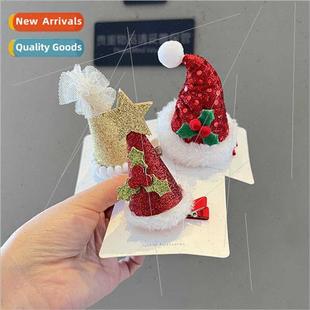 Christmas decorations girls hair clips cute ltle Santa dress