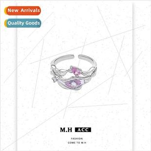 Oil Rings Open Geometric Finger Drip che Pink Women