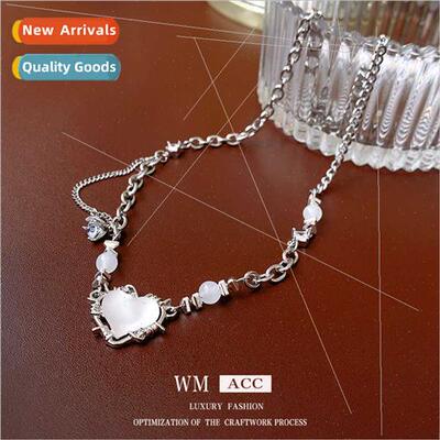 Diamond Zirconia Resin Heart Necklace Korea Sweet Cool Colla