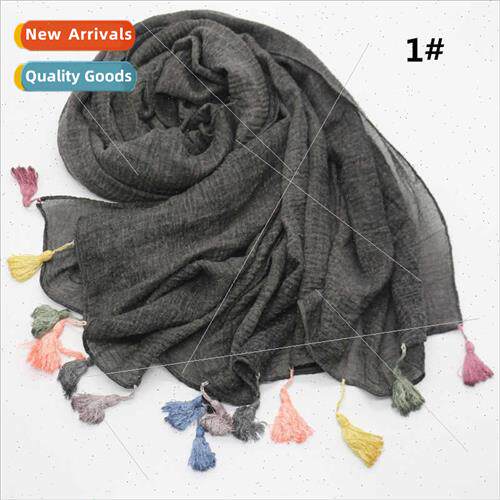 Dirty dyed solid color cotton linen scarf two hanging brooms