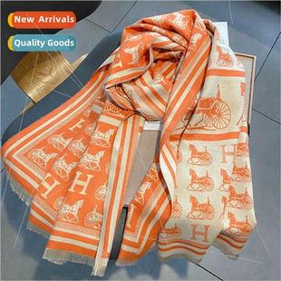 2023 new retro fashion faux cashmere scarf female dual-use s