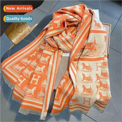 2023 new retro fashion faux cashmere scarf female dual-use s