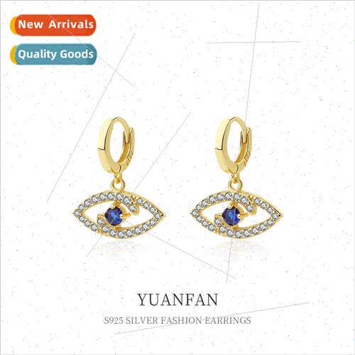 Devil eye earrings female niche 925 silver ins zirconia earr