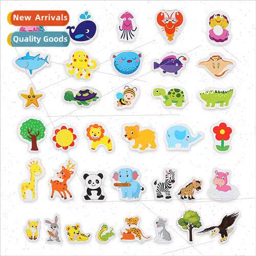 Creative wooden magnetic refrigerator stickers early educati