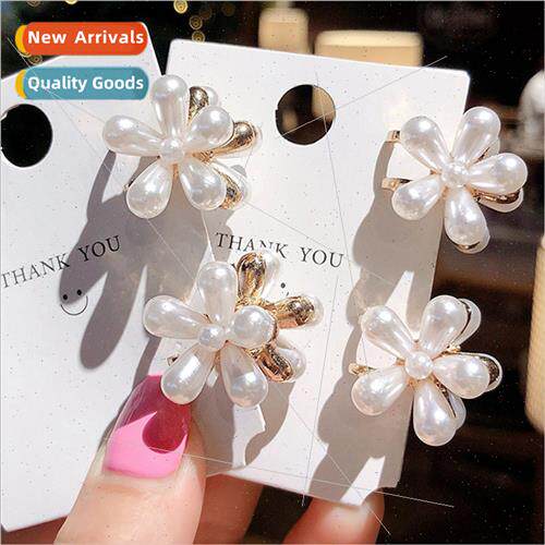 French retro pearl daisy flower small grab clip Korea ins wi