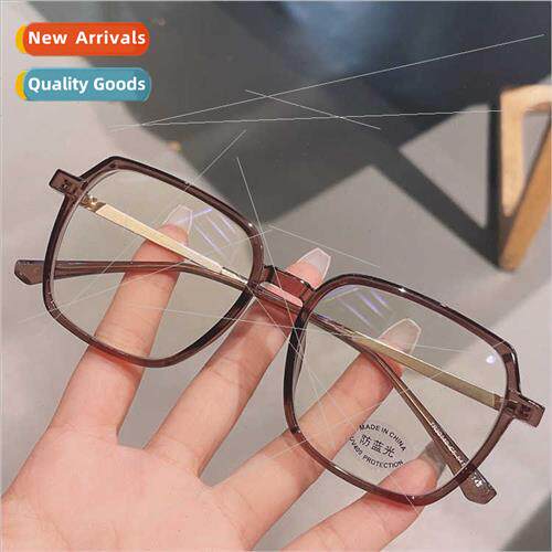 TR90 cold teal transparent myopia square frame anti-blue lig