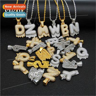 Hip Hop Diamond Encrusted Lava Letter Pendant Fashion Gold A