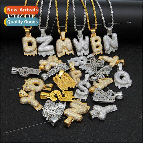 Hip Hop Diamond Encrusted Lava Letter Pendant Fashion Gold A