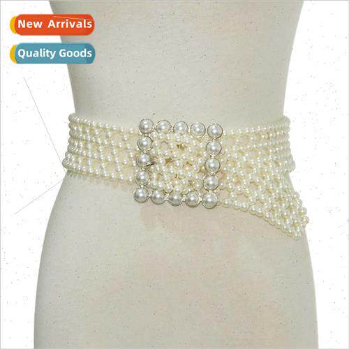 Europe Women Pearl Waist Chain Decoration Dress Belt Women C