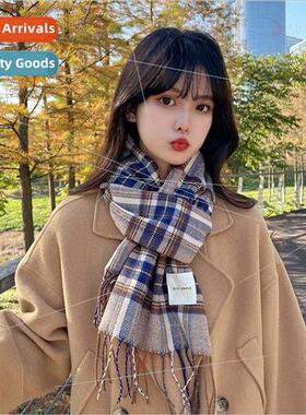 2021 new scarf female winter Korean  plaid fall winter thick