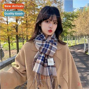 female winter Korean 2021 fall scarf plaid thick new