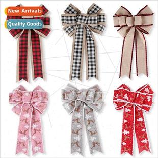 Christmas bow pendant Fine party plaid holiday decorat linen