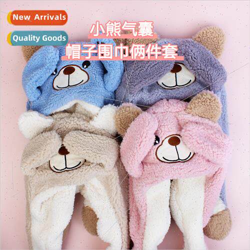 Korea winter thickened face covering bear hat scarf gloves a