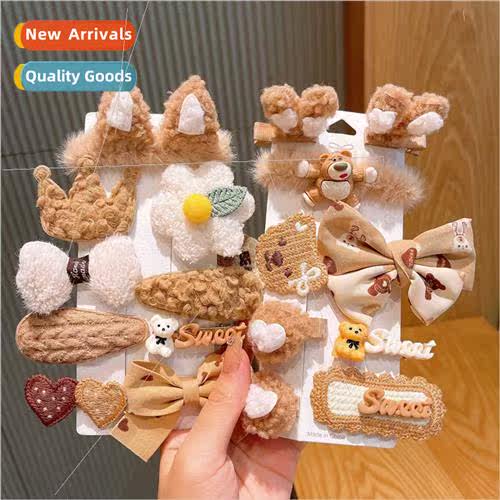Autumn winter children cartoon hair clips set cute baby bow