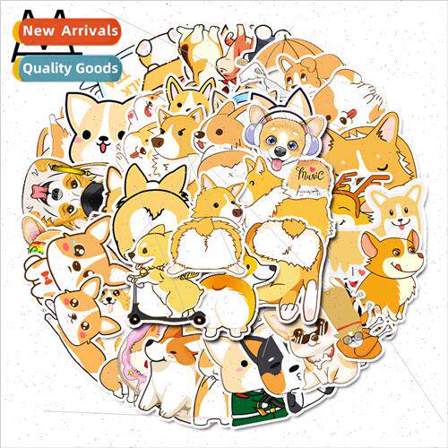 50 cartoon corgi -repeating stickers luggage bike thermos wa