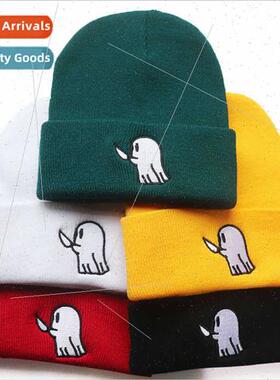 Male female students hip-hop cute cartoon cap ghost embroide