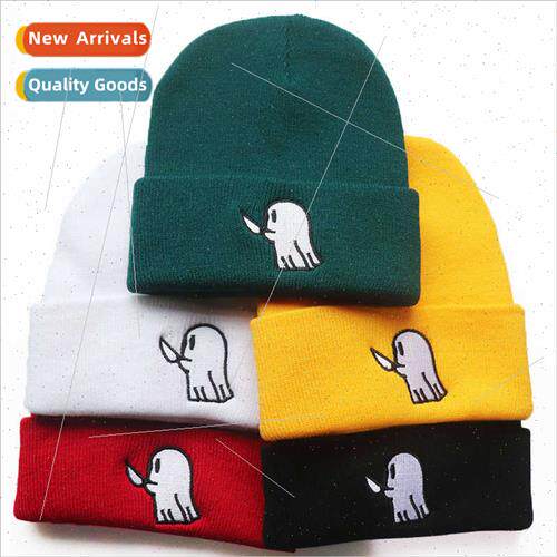 Male female students hip-hop cute cartoon cap ghost embroide