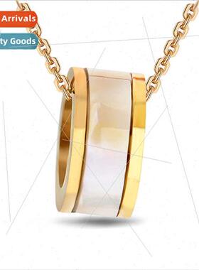 gold tanium steel collarbone chain Korea round shell Love se