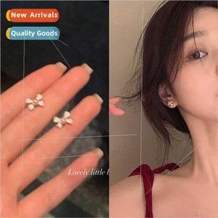 earrings female exquise small hundred bow sweet Pearl ins