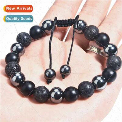 New 10MM Hemate Green Agate Hand-Woven Beads Bracelet Lava S