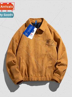 suede jacket men spring fall American retro hiphop tide set