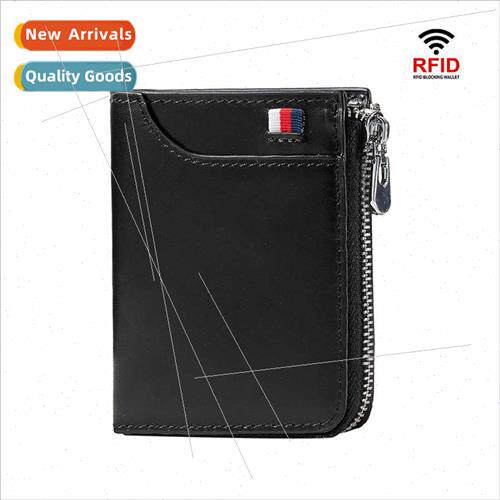 New anti-magnetic RFID leather wallet men retro large capacy
