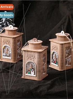 Wooden Christmas wh lights house painted Christmas night lig